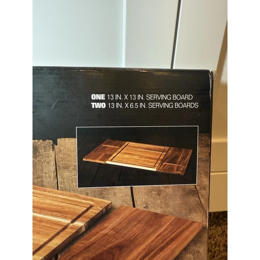 NEW Demnark 3 Pc Acacia Wood Magnetic Serving Board Set Charcuterie Boards‎